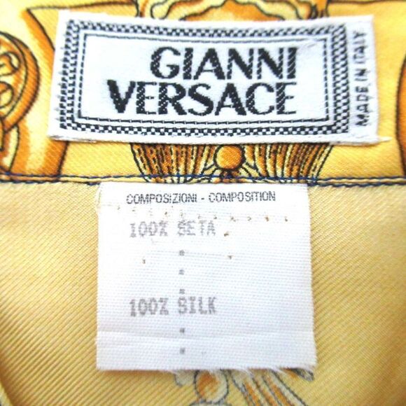 Gianni Versace Baroque Pattern Long Sleeve Silk Shirt Size 46 Blue Multicolor - Picture 7 of 7